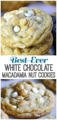 the best ever white chocolate macadama nut cookies are made with only 3 ingredients