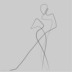 a black and white line drawing of a woman's dress on a gray background