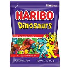 a bag of harbo dinosaurs gummy candy