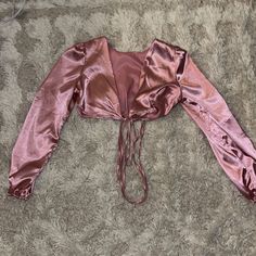 Front Closing Crop Top. Never Worn. Silk Crop Top, Shein Tops, Pink Silk, Crop Top, Womens Tops, Crop Tops, Silk, Pink, Women Shopping