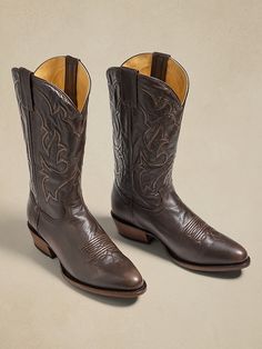 Carlisle Boot | Stetson | Banana Republic Western Boots With Oiled Leather And Leather Sole, Brown Oiled Leather Boots For Western-themed Events, Rustic Work Boots With Oiled Leather And Snip Toe, Western Oiled Leather Boots With Leather Lining, Rustic Oiled Leather Work Boots With Snip Toe, Rustic Brown Work Boots With Goodyear Welt, Rustic Hand Tooled Snip Toe Boots, Western Snip Toe Oiled Leather Boots, Western Brown Bridle Leather Boots