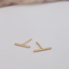 Everyday wear bar earrings for women. Available in 14k yellow gold filled and sterling silver -14K gold-filled, won't tarnish, completely waterproof -approx. 10mm Rose Gold Bar, Stocking Stuffers For Her, Cute Stud Earrings, Gold Bar Earrings, Ring Spacer, Hoop Charms, Round Pendant Necklace, Bar Studs, Layered Chains