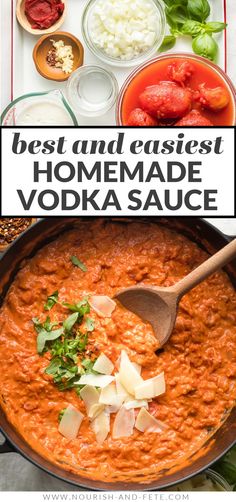 the best and least homemade vodka sauce in a pan with ingredients to make it tasteful