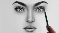 a pencil drawing of a woman's face with her eyes closed and eyebrows drawn