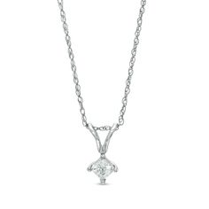 Ready for any occasion, this outstanding diamond pendant is a jewelry box must-have. Fashioned in 14K white gold, this breathtaking choice showcases a dazzling 1/6 ct. princess-cut diamond solitaire. Polished to a bright shine, this pendant suspends along an 18.0-inch rope chain that secures with a spring-ring clasp. Anniversary Princess Cut Diamond Necklace In Fine Jewelry Style, Fine Jewelry Princess Cut Diamond Necklace For Anniversary, Elegant Diamond-shaped Necklace With Single Diamond, Princess Cut Diamond Necklace In White Gold, Princess Cut Diamond Necklace For Anniversary, Elegant Princess Cut Diamond Necklace With Accents, Elegant Princess Cut Diamond Necklace, Diamond Solitaire Necklace Princess Cut For Anniversary, White Gold Solitaire Necklace With Princess Cut Diamond