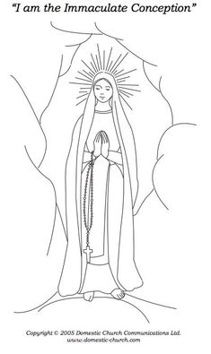 the immaculate mary with her hands in her pockets, and an inscription that reads i am the immaculate conception