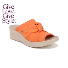 in stock Orange Fabric, Sandal Fashion, Casual Sandals, Walk On, Slide Sandals, Wedge Heels, Slip On Sandal, Wedge Sandals, Open Toe