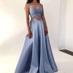 Abi Ball, Blue Lace Prom Dress, Blue Two Piece, Look Formal, Blue Evening Dresses, Prom Dresses Online, Combat Boot, Satin Prom Dress, Dresses Elegant