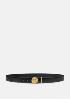 This belt is crafted from premium leather featuring a gold tone Medusa Biggie buckle and accent belt loop. Appointment Book, Versace Men, Leather Items, Men's Collection, Online Design, Leather Belt, Accessories Design, Calf Leather, Versace