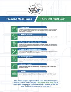 the instructions for moving must - haves are shown in blue and green, with white lettering