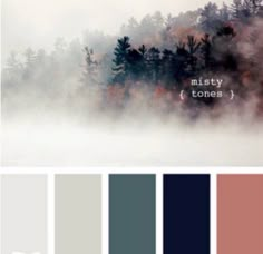 the color scheme for misty tones is shown in shades of blue, red and green