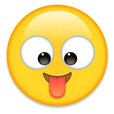 an emoticive smiley face with tongue sticking out and eyes wide open to the side