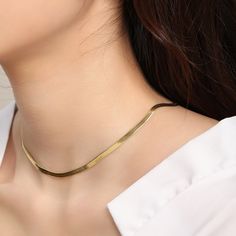 "Herringbone necklace - Gold chain for women - Layering necklaces - Necklace for women. An elegant statement piece, this Herringbone chain is for your bold and fearless moments. This unique chain is made by interlocking hundreds of delicate links that lie flat to your skin and move with you. Its sleek design makes it a staple layering piece for your chain stacking. __ __ __ __ __ __ __ __ __ __ __ __ __ __ __ ❥ Why choose me ? This necklace is much more durable and longer lasting than any gold p Snake Chain Necklace Choker For Gift, Snake Chain Choker Necklace Perfect For Gifts, Gold-tone Clavicle Chain Choker Necklace, Trendy Gold Snake Chain Necklace With Adjustable Chain, Minimalist Metal Herringbone Necklace, Gold Plated Clavicle Snake Chain Necklace, Gold Metal Snake Chain Necklace With Clavicle Chain, Gold Metal Snake Chain Necklace For Clavicle, Minimalist Gold-plated Chain Choker