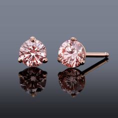 "STUNNING PINK DIAMOND EARRINGS These are GORGEOUS!  Luscious Pink Diamonds.  Set into Luxurious 14k Rose Gold. Yes, these are genuine pink diamonds.  They are not pink moissanite, or any other type of synthetic diamond simulant. The diamonds are lab grown.  They start as a tiny diamond crystal and are grown in a controlled laboratory environment. These lab grown diamonds are identical in every way to \"mined\" diamonds.  But some folks appreciate the lower impact on the environment.  They are p Gold Martini, Rose Gold Diamond Earrings, Pink Diamond Earrings, White Opal Earrings, Synthetic Diamond, Pink Diamonds, Tiny Diamond, Diamond Stud Earrings, Royal Jewelry