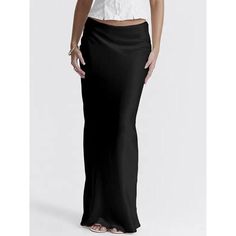 Discover Elegance and Comfort with Our High-Waist Satin Maxi Skirt Introducing the perfect blend of style and comfort - our High Waist Satin Maxi Skirt. Designed for the modern woman who loves to make a statement, this skirt is the epitome of elegance and sophistication. Whether you're heading to the office, a party, or a casual outing, this versatile piece is your go-to for any occasion. Key Features High-Quality Fabric: Made with a luxurious blend of polyester and silk, providing both durability and a silky-smooth feel. Flattering Fit: A slim-fit silhouette that hugs your curves in all the right places. Adjustable Lace-Up Design: For a customized and comfortable fit that flatters any body type. Timeless Style: The solid color and pencil silhouette make it a classic piece for any wardrobe Black Fitted Versatile Skirt, Versatile Fitted Black Skirt, Flowy Maxi Skirt For Date Night, Versatile Fitted Black Maxi Skirt, Casual Evening Maxi Skirt, Solid Color Maxi Skirt For Night Out, Sleek Spring Maxi Skirt, Casual Maxi Skirt For Evening, Casual Evening Maxi Skirt With Relaxed Fit