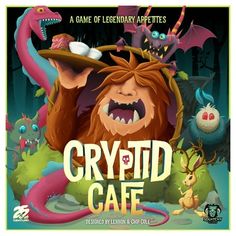 the game cover for cryptd cafe, featuring an evil man and other creatures