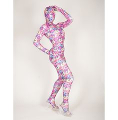 Custom made Zentai suit, in floral print, size S, 1 set ever made.  -attached face cover, attached feet, and separate gloves -back zipper closure -fabric highly stretches and contours body -high quality poly or polyester/spandex -socks connected  -this is final sale and no returns  Size Chart Women   XS: 0,  Chest: 28-30", Waist: 23-24"   S: 0-2,  Chest: 30-32", Waist: 25-26"   M: 4-6, Chest: 32-34", Waist: 27-29"   L: 8-10,  Chest: 36-38", Waist: 30-32"   XL: 12-14,  Chest: 40-42", Waist: 33-35