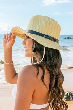 Stay beach ready with this Drawstring Panama Hat! The drawstring ensures a secure fit while you soak up sunny days. Perfect for summer outings, this hat's classic look will keep you stylish while keeping the sun at bay. Time to enjoy the sunshine with this must-have accessory. Drawstring accentInternal wired brim for perfect stylingFaux leather beltMaterial: 90% straw/ 10%polyesterBrim length: 3.5" Plus Jumpsuit, Wine Mom, Global Village, Drawstring Detail, Pastel Outfit, Faux Leather Belts, Beach Ready, Sweater Tank Top, Basic Long Sleeve