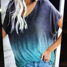 Boutique Boho Style Tunic Top Tee New Lg 12/14 Dolman Sleeve Soft Stretch New Length-34” Bust-26” Casual Light Blue V-neck T-shirt, Casual Blue V-neck T-shirt, Casual Blue V-neck Top, Casual Blue Soft-washed Tops, Casual Soft-washed Green Tops, Soft-washed Blue Tops For Spring, Blue Soft-washed Top With Relaxed Fit, Blue Relaxed Fit Soft-washed Top, Blue Soft-washed Relaxed Fit Tops