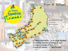 a map of the region of turismo, with its roads and attractions in spanish