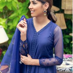 No Tags, But Never Worn!! Comes With Top, Pants, And Net Duppata Elegant Fitted Indigo Sets, Blue Maxi Length Sets For Summer, Fitted Blue Maxi Length Sets, Blue Fitted Maxi Length Sets, Blue Maxi Length Spring Sets, Ruffle Dupatta, Pakistani Dress, Festive Look, Fashion Consultant