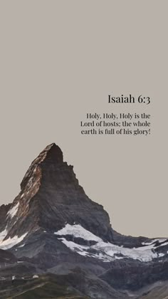 an image of the top of a mountain with a bible verse on it's side