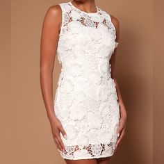 Super Cute White Crochet Mini Dress Perfect For Bridal Events, Graduation, Or Any Summer Occasion! Brand New, Purchased Final Sale. Really Wanted To Keep But Unfortunately It’s Slightly Too Big And The Crochet Makes It’s Too Expensive To Tailor Xs Fits True To Size. I’m Typically An Xxs In Dresses. Fitted Crochet Dress With Lace Patchwork, Mini Length, Fitted Crochet Mini Dress With Lace Patchwork, Fitted Lace Crochet Mini Dress, Fitted Mini Length Crochet Dress With Scalloped Lace, Fitted Crochet Dress With Scalloped Lace, Mini Length, Fitted Crochet Dress With Lace Work For Spring, Fitted Crochet Mini Dress With Scalloped Lace, Fitted Mini Dress With Crochet Lace, Fitted Lace Mini Dress With Crochet Details