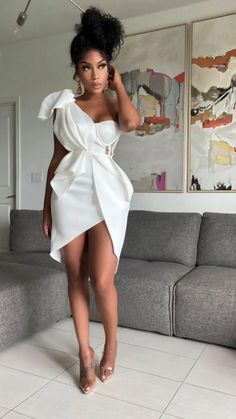 Courthouse Wedding Dress Short, Short Wedding Gowns, Wedding Aesthetics, Derby Outfits, Cute White Dress, Civil Wedding Dresses, African Traditional Dresses