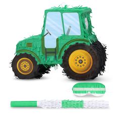 PRICES MAY VARY. ❤️【 PREMIUM QUALITY 】- The tractor pinata measures 15.8 x 6.7 x 12 inches. Made with high and resistant cardboard. Decorated with crepe paper on bond paper, high strength plastic loop to hang. Premium material ensures its durability and fancy looking. It comes with a blindfold and bat to make more fun. ❤️【 EASY TO FILL 】- Pinata come with a pre-made hole and a sturdy hanging loop at the top for easy hanging. There is an opening sticker on the filling port. You can fill up to 5lb Excavator Pinata, Tractor Pinata, Farmer Birthday Party, John Deere Birthday Party, John Deere Birthday, Tractor Birthday Party, Construction Theme Party, Boys Birthday Party, Farm Themed Birthday Party