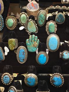 - This listing is NOT yet a purchase listing -   It is to show a broad selection of some of the green Turquoise rings with sterling silver we have available... all artisan hand made, mostly by Native American Indian jewelry artists...  Navajo, Zuni, Santo Domingo Pueblo, etc...  Please inquire if you desire more photos and all info on any ring you see that interests you.  Thanks! Here is the individual listing for the hand ring: www.etsy.com/listing/1393247818/fox-turquoise-hand-ring-sterling-si Artisan Turquoise Collectible Rings, Artisan Turquoise Ring, Bohemian Handmade Collectible Rings, Artisan Turquoise Ring With Large Stone Collectible, Artisan Turquoise Ring With Patina, Artisan Turquoise Ring With Large Stone, Artisan Turquoise Ring Untreated, Artisan Turquoise Gemstone Ring, Artisan Rings With Patina For Collectors