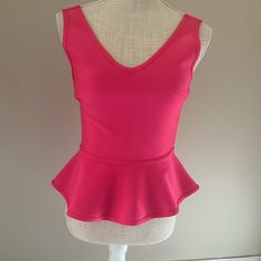 Beautiful Brand New Top, Never Worn, Can Be Worn Alone Or Underneath. See Photo Pic For Additional Details. Stretch Peplum Top For Party, Pink Fitted Sleeveless Top, Summer Party V-neck Peplum Top, Fitted Casual Peplum Top For Party, Fitted Peplum Top For Party, Summer Fitted Pink Peplum Top, Fitted Pink Peplum Top For Summer, Pink Fitted Peplum Top, Fitted Pink Peplum Top