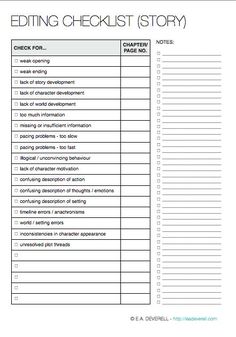 the printable editing checklist is shown