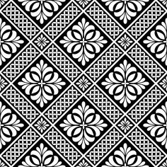 a black and white pattern with geometric designs on it's sides, as well as the