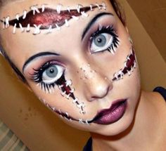 Incredible Halloween Makeup Art Diy Halloween Face Paint, Extreme Make-up, Doll Makeup Tutorial, Doll Makeup Halloween, Creative Halloween Makeup, Cool Halloween Makeup, Amazing Halloween Makeup, Halloween Makeup Scary, Halloween Series