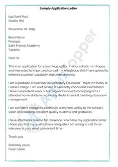 a sample application letter for an application to the school's student in their class