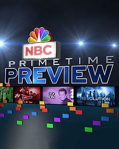 the nbc prime time logo is shown in front of an array of tv screens and lights