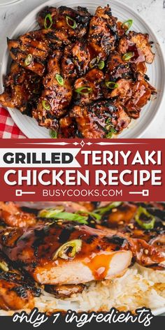 grilled teriyaki chicken recipe with text overlay