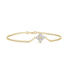 Featuring a floral cluster of brilliant round diamonds, this elegant chain bracelet elicits feminine charm. It is designed in 14k yellow gold and secured with a lobster claw clasp. Diamond Bracelets, Diamond Cluster, 18k Rose Gold, White Diamond, Lobster Claw, Chain Bracelet, Lab Grown, Lab Grown Diamonds, Diamond Jewelry