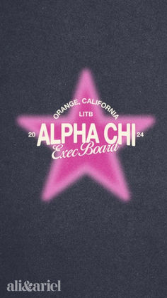 the logo for an orange, california event called alpha chi extra bondi on a black background