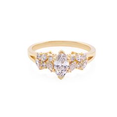 Marquise Diamond and Round Diamond Ring - HN JEWELRY Marquise Cut Diamond Ring, Marquise Diamond Engagement Ring, Gia Certificate, Marquise Shape Diamond, Round Diamond Ring, Marquise Cut Diamond, Beautiful Engagement Rings, Marquise Diamond, Womens Wedding Bands