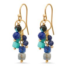 Expertly crafted, these 14kt gold filled earrings feature a stunning cascade of kyanite, azurite, and turquoise stones. The delicate french wire design creates a timeless look, perfect for any occasion. Handcrafted in our Los Angeles studio. Please clean earrings with soft cloth if needed, 14kt gold filled ear wires. Blue Waterfall, Waterfall Earrings, Soul Journey, How To Clean Earrings, Cube Necklace, Spring Bracelet, Wire Design, Back Necklace, August Birthstone Jewelry