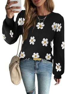 Zeagoo Womens Sweaters Fall 2024 Fashion Trendy Long Sleeve Sweaters Ribbed Knit Winter Outfits Puff Pullover Jumper Tops Sweaters Fall, Fall 2024 Fashion, Long Sleeve Sweaters, Hippie Style Clothing, Womens Sweaters, 2024 Fashion, Winter Knits, Fall 2024