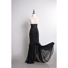 An item with an overwhelming presence and a dramatic, dark atmosphere. A lace-up blouse richly decorated with lace embroidery and frills, a long mermaid skirt with a corset at the waist and lace embroidery at the hem. 
 
 What is included in your order 
 
 Blouse 
 
 Long skirt 
 
 
 
 Size 
 
 S size
 
 Blouse
 
 Length: 58cm 
 Bust: 84cm 
 Waist: 66cm 
 
 
 Long skirt
 
 Total length: 110cm 
 Waist: 66cm 
 Hip: 88cm 
 
 
 
 
 M size
 
 Blouse 
 
 Length: 58cm 
 Bust: 88cm 
 Waist: 70cm 
 
 Lon Formal Lace Overbust Dress, Elegant Tiered Corset Dress For Party, Lace Evening Dress With Mermaid Hem, Lace Mermaid Hem Evening Dress, Floor-length Lace Mermaid Dress With Fitted Bodice, Fitted Lace Dress With Ruffled Skirt, Elegant Fitted Skirt With Lace Patchwork, Fitted Party Skirt With Lace Patchwork, Formal Lace Corset With Corset Back