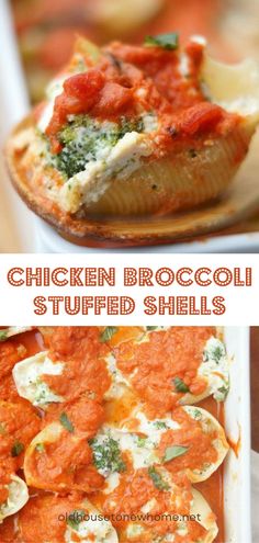 chicken broccoli stuffed shells with tomato sauce