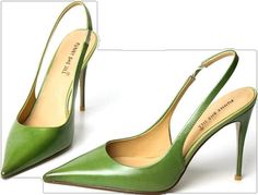 Elegant Green Slingback Pumps For Formal Occasions, Formal Green Slingback Pumps With Sculpted Heel, Green Formal Slingback Pumps With Sculpted Heel, Green Slingback Pumps With Sculpted Heel For Formal Occasions, Green Ankle Strap Slingback Pumps For Formal Occasions, Green Ankle Strap Slingback Pumps For Formal Events, Green Pointed Toe Slingback Pumps For Formal Occasions, Formal Green Closed Toe Slingback Pumps, Green 4-inch Heel Slingback Pumps For Formal Occasions