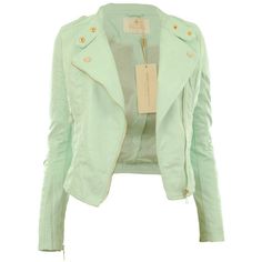 Diana New Womens Faux Leather Biker Gold Button Zip Crop Ladies Jacket... ($5.91) ❤ liked on Polyvore featuring outerwear, jackets, tops, coats, vegan biker jacket, cropped faux leather jacket, green jacket, green cropped jacket and green zipper jacket Green Faux Leather Jacket, Mint Jacket, Cropped Faux Leather Jacket, Green Leather Jacket, Fake Leather Jacket, Cropped Biker Jacket, Green Leather Jackets, Faux Leather Coat, Faux Leather Biker Jacket