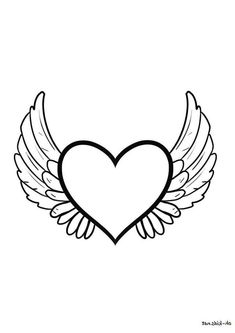 a heart with wings on the side and an angel's wing in the middle