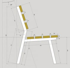 a drawing of a wooden chair with measurements for the seat and backrests on it