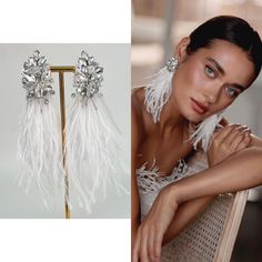 Handmade earrings Elegant Feather Dangle Jewelry, Elegant Silver Feather Earrings, Party Jewelry With Feather Dangles, Party Jewelry With Dangle Feathers, White Feather Dangle Earrings, Party Feather Dangle Jewelry, Bohemian Feather Earrings For Party, Elegant Feather Dangle Earrings, Elegant Dangle Feather Earrings