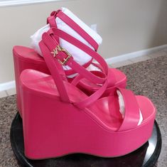 New In Box Sz 9 Luxury Michael Kors Sandals For Spring, Michael Kors Luxury Heels For Spring, Chic Michael Kors Leather Wedge Sandals, Michael Kors Leather Wedge Heels, Michael Kors High Heel Platform Wedge Sandals, Designer Synthetic Platform Wedge Sandals, Michael Kors Leather Wedge Sandals, Baddie Closet, Leather Wedge Sandals